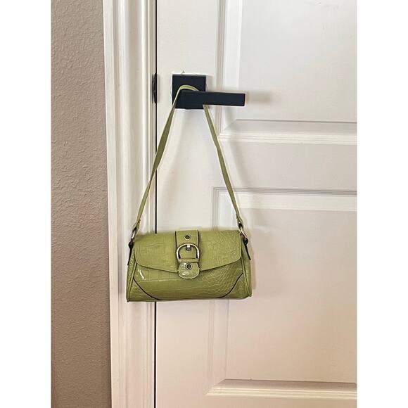 Green Faux Leather Hobo Shoulder Bag - Picture 1 of 7